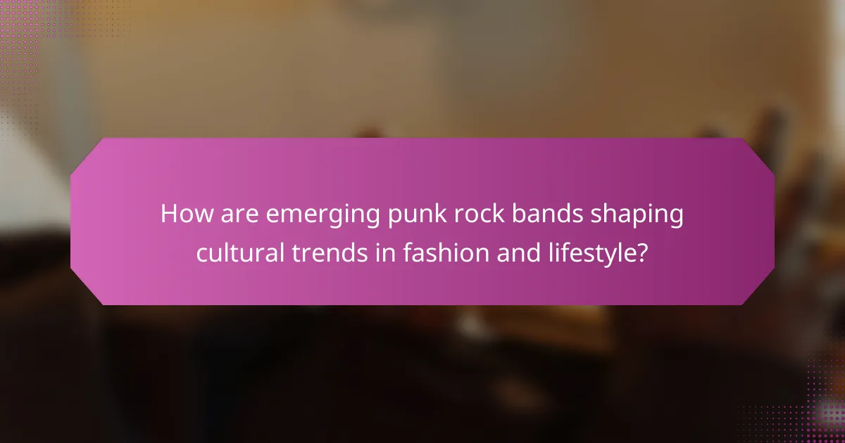 How are emerging punk rock bands shaping cultural trends in fashion and lifestyle?