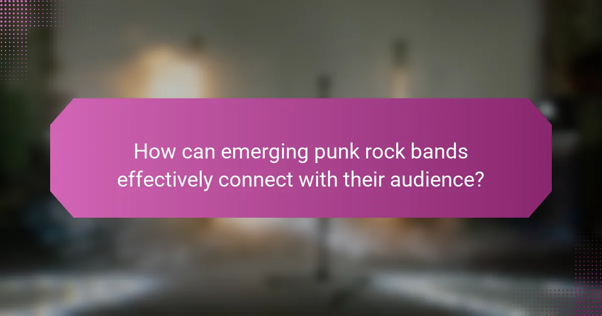 How can emerging punk rock bands effectively connect with their audience?