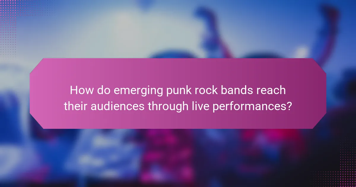 How do emerging punk rock bands reach their audiences through live performances?
