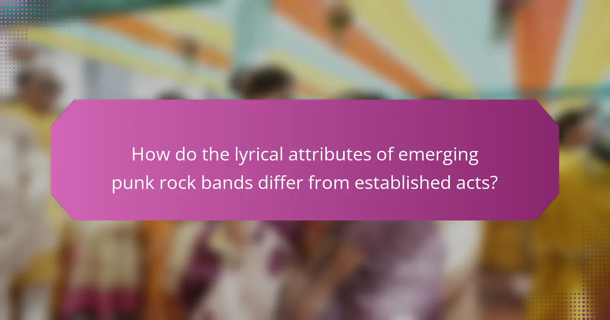 How do the lyrical attributes of emerging punk rock bands differ from established acts?