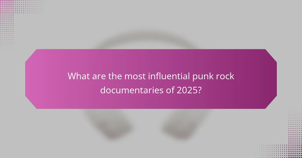 What are the most influential punk rock documentaries of 2025?