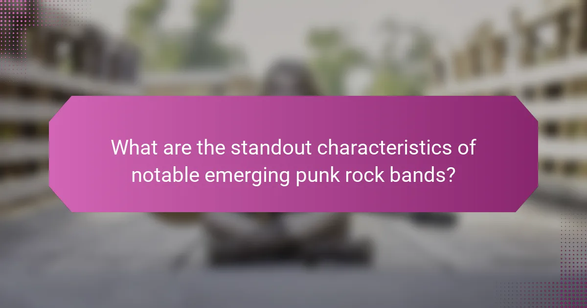 What are the standout characteristics of notable emerging punk rock bands?