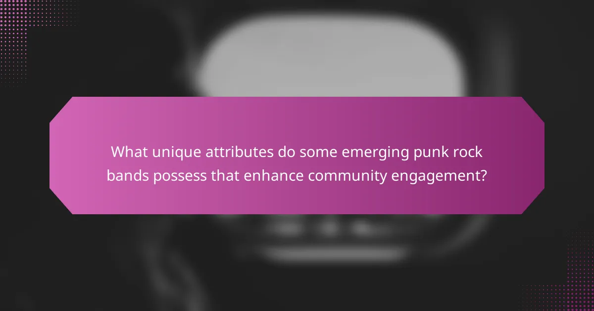 What unique attributes do some emerging punk rock bands possess that enhance community engagement?