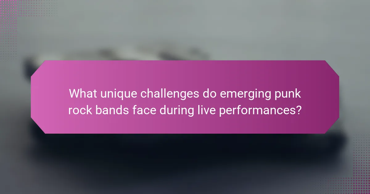 What unique challenges do emerging punk rock bands face during live performances?